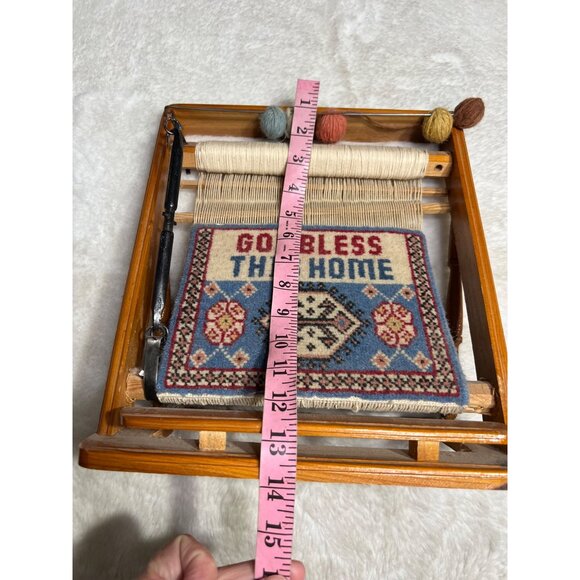 Miniature Wooden Loom With "God Bless This Home" Tapestry Decoration - Picture 2 of 5